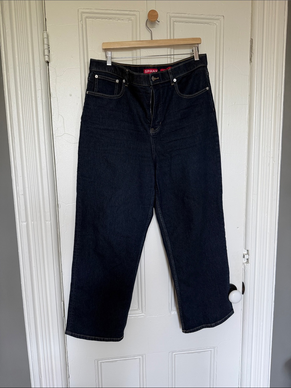 SPANX Women's Dark Indigo High-Rise Straight Leg Jeans